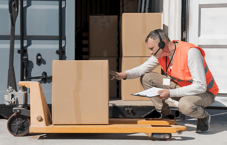 Professionnel organisant une opération de collecte sur site
